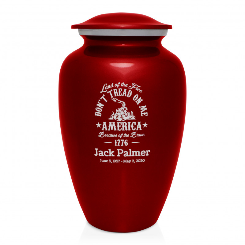 Don't Tread On Me Cremation Urn - Ruby Red