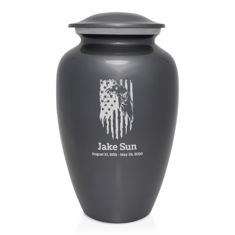 Patriotic Eagle Cremation Urn - Gunmetal Gray