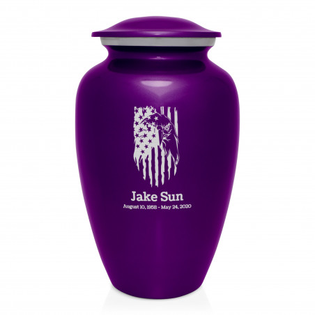 Patriotic Eagle Cremation Urn - Purple Luster