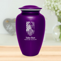 Patriotic Eagle Cremation Urn - Purple Luster
