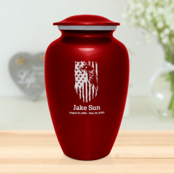 Patriotic Eagle Cremation Urn - Ruby Red