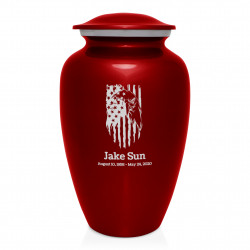 Patriotic Eagle Cremation Urn - Ruby Red
