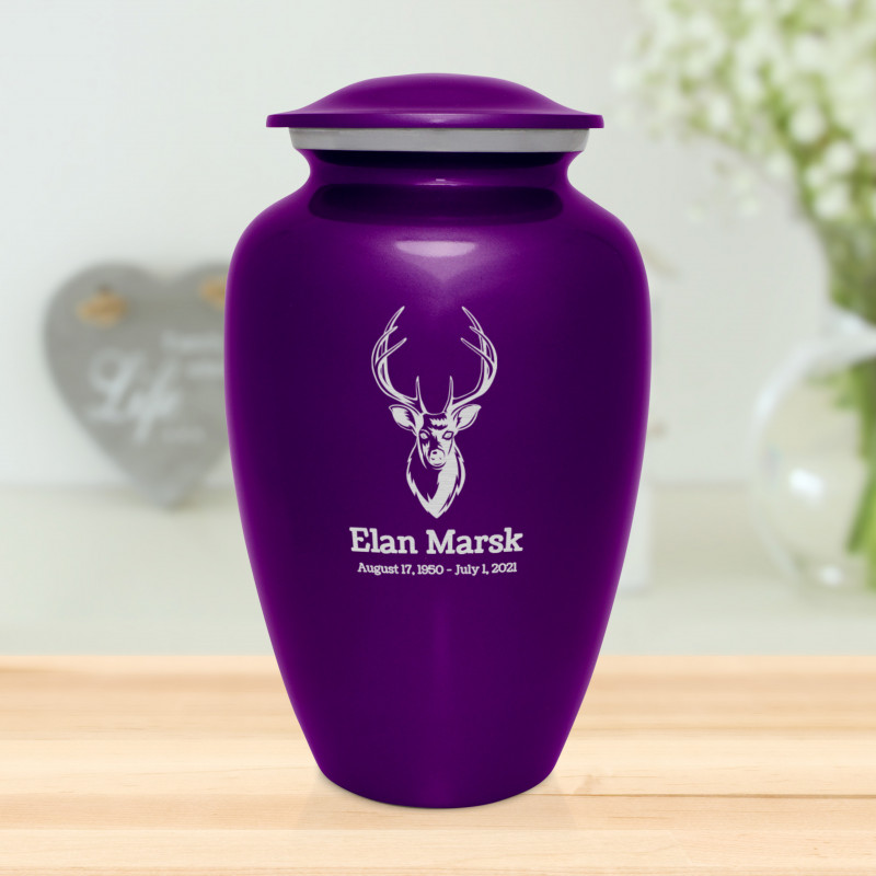 Deer Bust Cremation Urn - Purple Luster
