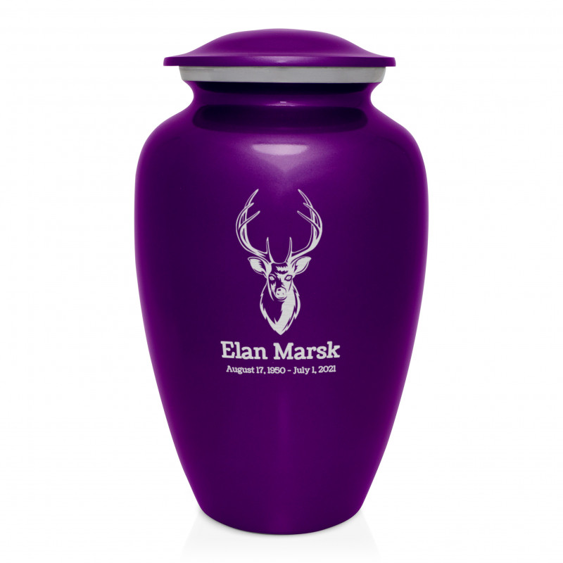 Deer Bust Cremation Urn - Purple Luster