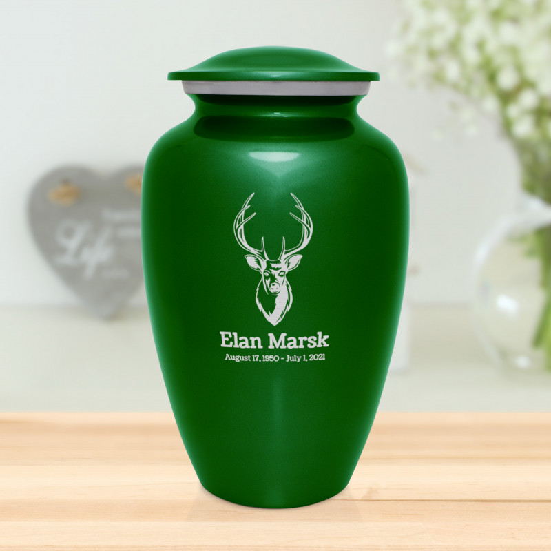 Deer Bust Cremation Urn - Shamrock Green