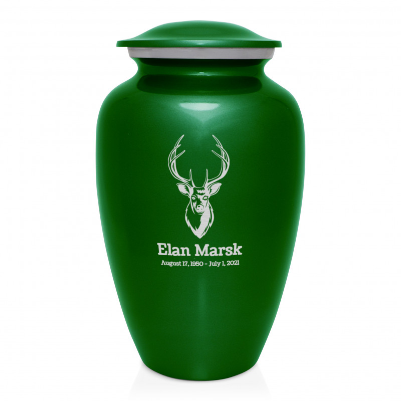 Deer Bust Cremation Urn - Shamrock Green