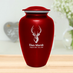 Deer Bust Cremation Urn - Ruby Red