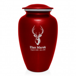 Deer Bust Cremation Urn - Ruby Red