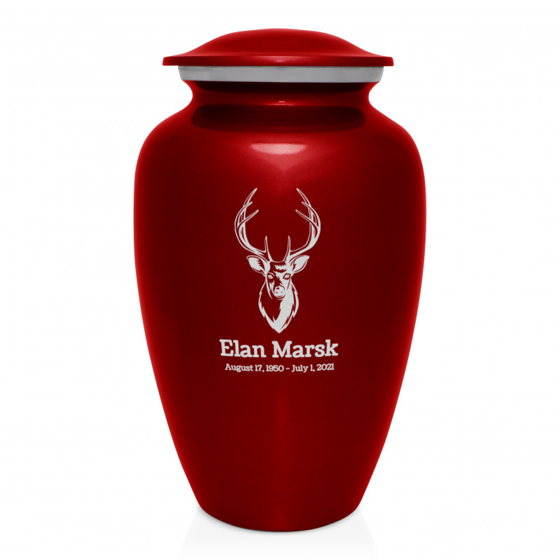 Deer Bust Cremation Urn - Ruby Red