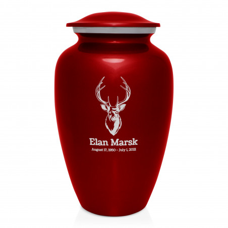 Deer Bust Cremation Urn - Ruby Red