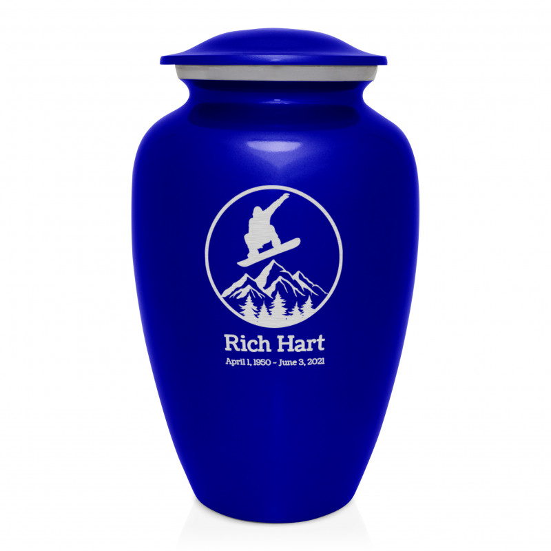 Snowboard Cremation Urn - Midnight Blue