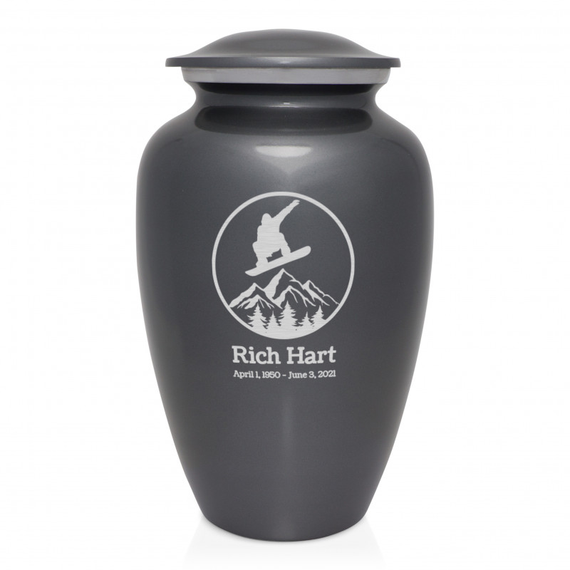 Snowboard Cremation Urn - Gunmetal Gray