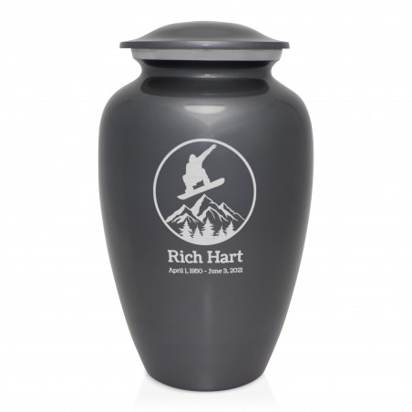 Snowboard Cremation Urn - Gunmetal Gray