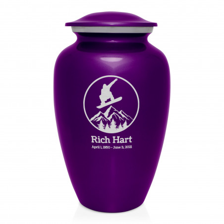 Snowboard Cremation Urn - Purple Luster