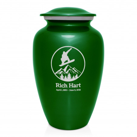 Snowboard Cremation Urn - Shamrock Green