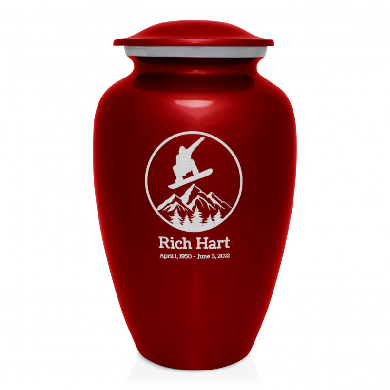 Snowboard Cremation Urn - Ruby Red