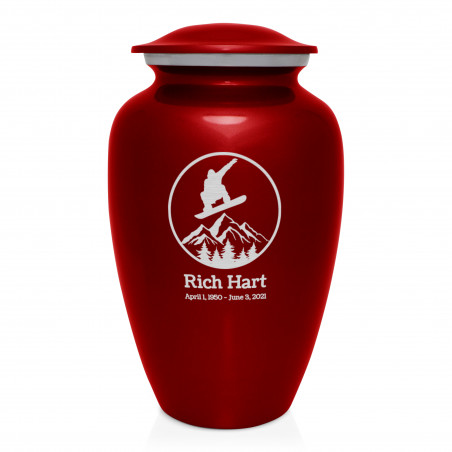 Snowboard Cremation Urn - Ruby Red