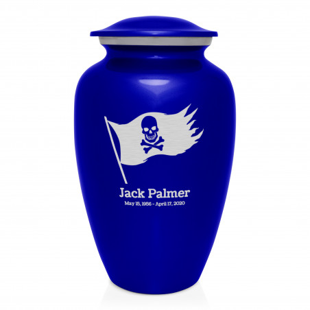 Pirate Flag Cremation Urn - Midnight Blue