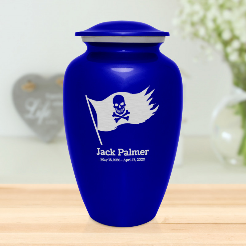 Pirate Flag Cremation Urn - Midnight Blue