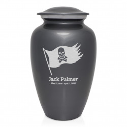 Pirate Flag Cremation Urn - Gunmetal Gray