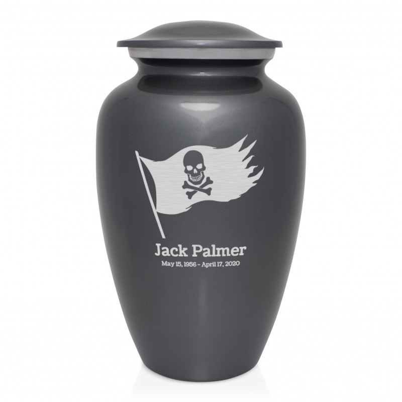 Pirate Flag Cremation Urn - Gunmetal Gray
