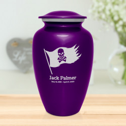Pirate Flag Cremation Urn - Purple Luster