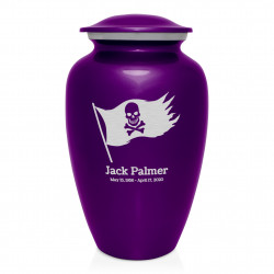 Pirate Flag Cremation Urn - Purple Luster
