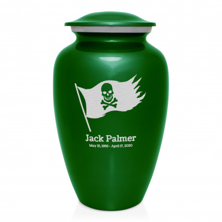 Pirate Flag Cremation Urn - Shamrock Green