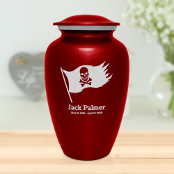 Pirate Flag Cremation Urn - Ruby Red