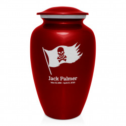 Pirate Flag Cremation Urn - Ruby Red