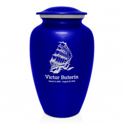 Sailing Ship Cremation Urn - Midnight Blue