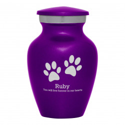Keepsake Pawprints Pet Cremation Urn - Purple Luster