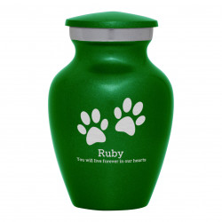 Keepsake Pawprints Pet Cremation Urn - Shamrock Green