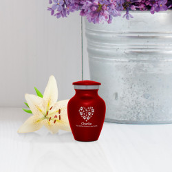 Keepsake Pawprint Heart Pet Cremation Urn - Ruby Red