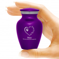 Keepsake Paw Prints On My Heart Pet Cremation Urn - Purple Luster