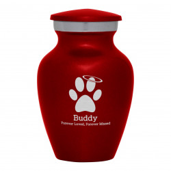 Keepsake Angel Paw Pet Cremation Urn - Ruby Red