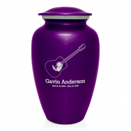 Acoustic Guitar Cremation Urn - Purple Luster