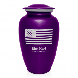 American Flag Cremation Urn - Purple Luster
