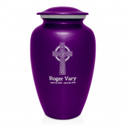 Celtic Cross Cremation Urn - Purple Luster