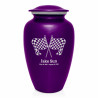Race Checkered Flag Cremation Urn - Purple Luster