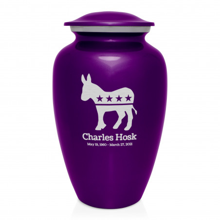 Democratic Donkey Cremation Urn - Purple Luster