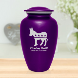 Democratic Donkey Cremation Urn - Purple Luster