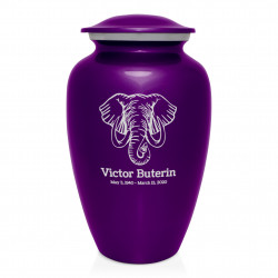 Elephant Cremation Urn - Purple Luster