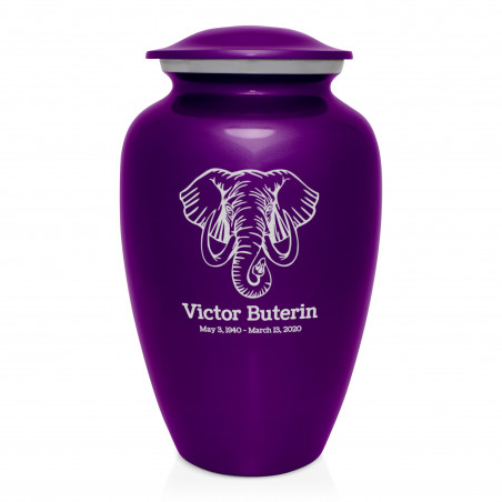Elephant Cremation Urn - Purple Luster
