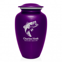 Bass Fishing Cremation Urn - Purple Luster