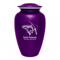 Salmon Fishing Cremation Urn - Purple Luster