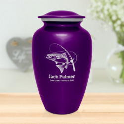 Salmon Fishing Cremation Urn - Purple Luster