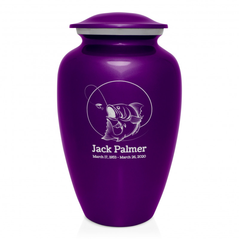 Lure Hit Fishing Cremation Urn - Purple Luster
