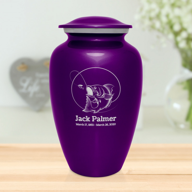 Lure Hit Fishing Cremation Urn - Purple Luster