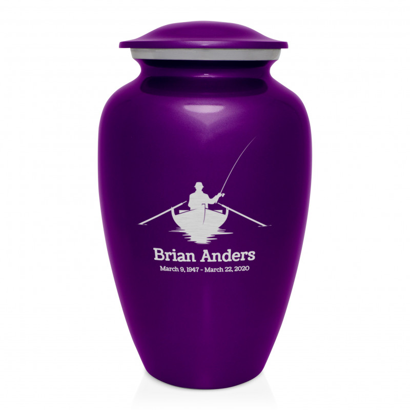 Fisherman Boat Cremation Urn - Purple Luster